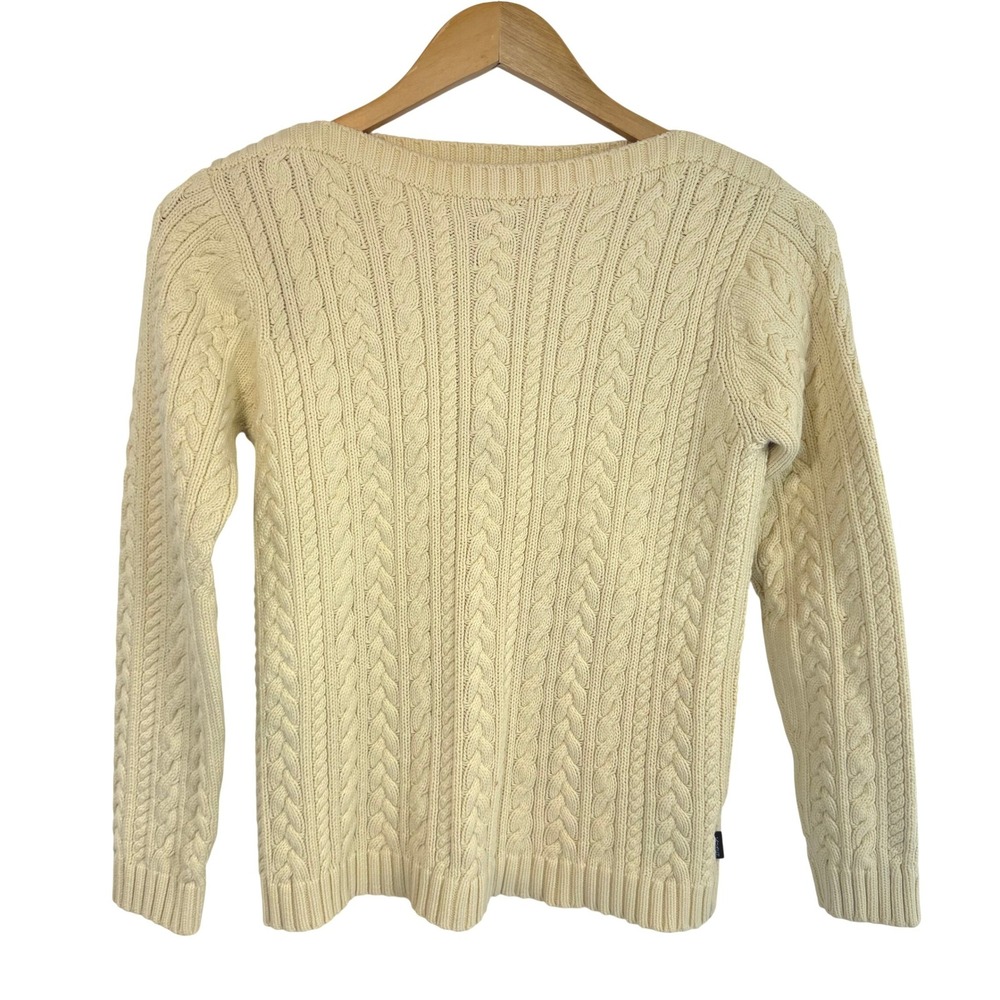 Lauren Ralph Lauren Cable Knit Sweater Petite P Butter Yellow Cotton Preppy‎